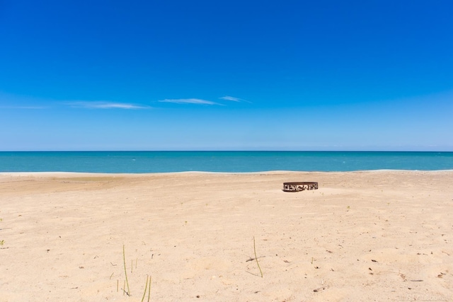 view of water feature with a view of the beach