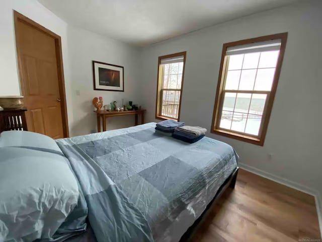 bedroom with wood-type flooring