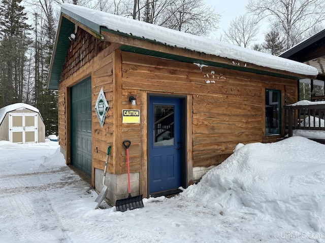 view of snow covered structure