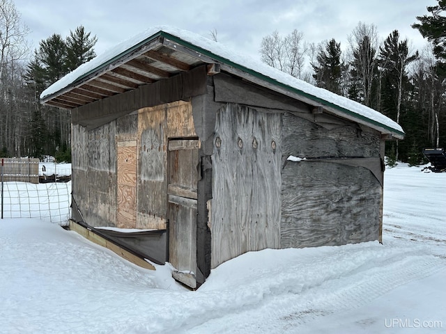 view of snow covered structure