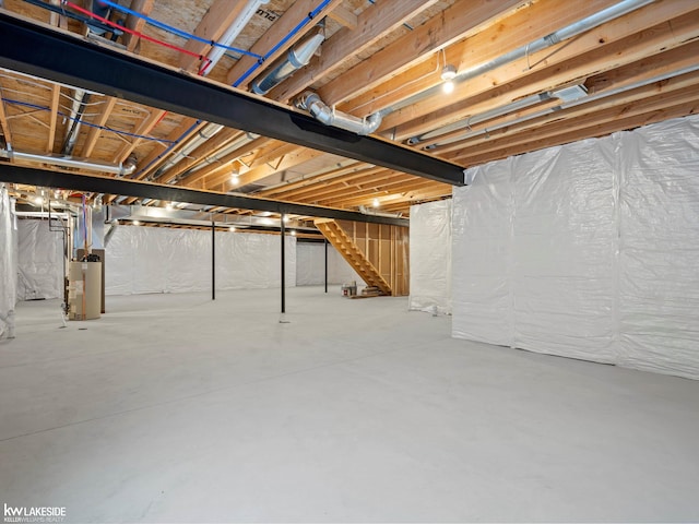 basement with gas water heater