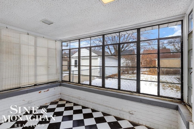 view of unfurnished sunroom