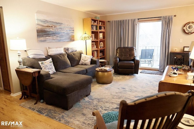 living room with hardwood / wood-style floors