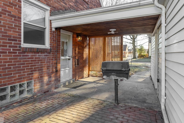 view of patio / terrace with ceiling fan