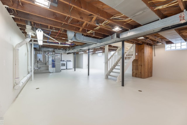 basement with washer and dryer