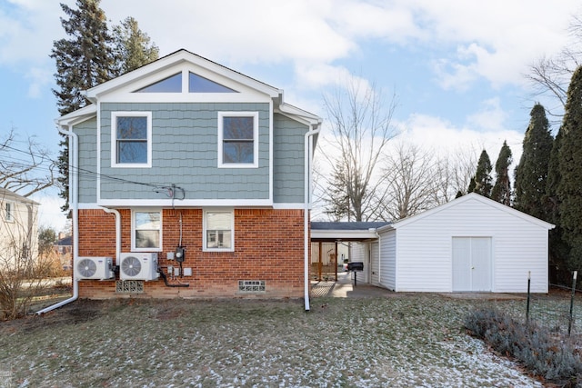 rear view of property with a yard, ac unit, and a patio