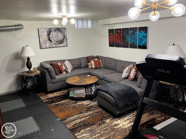 living room featuring carpet flooring