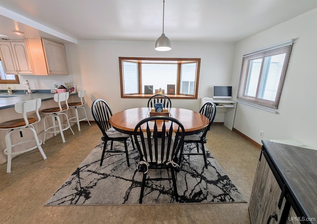 dining area featuring sink