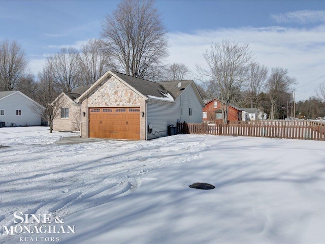 exterior space featuring a garage