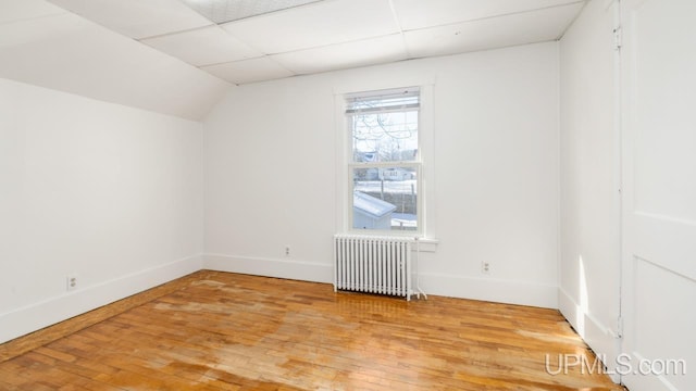 additional living space with radiator and wood-type flooring