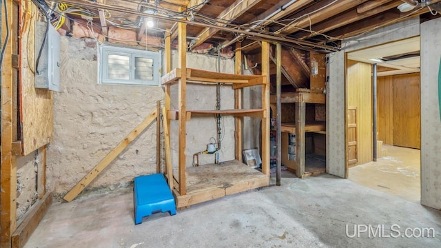 basement with electric panel