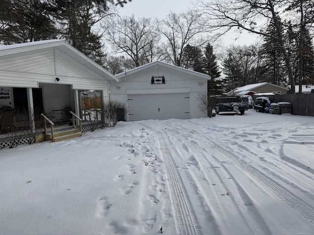 exterior space with a garage