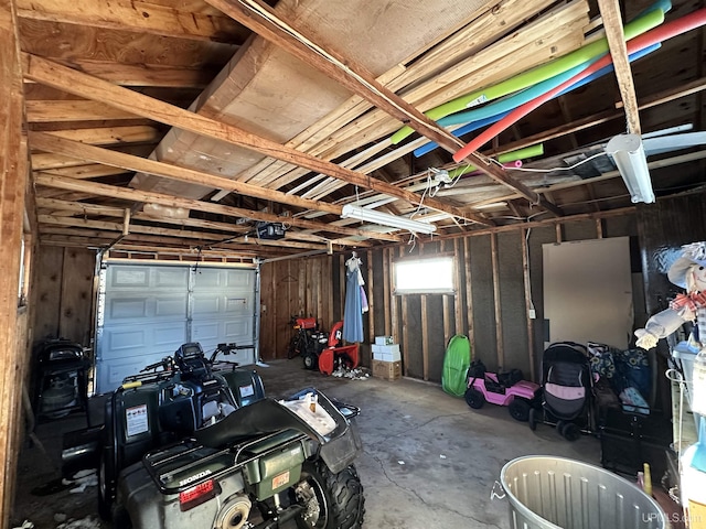 garage with a garage door opener