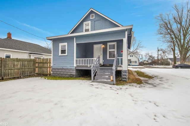 view of front of home with covered porch