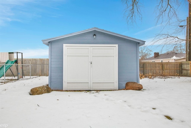 view of snow covered structure