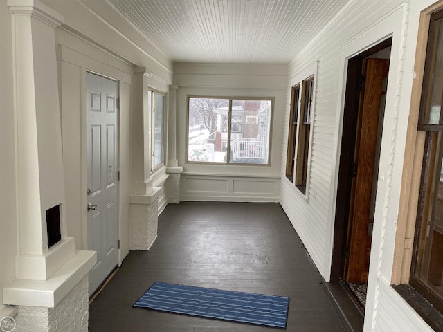 view of unfurnished sunroom