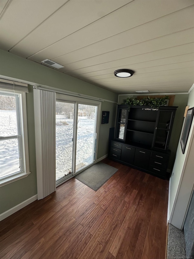 entrance foyer featuring dark wood-type flooring and a wealth of natural light