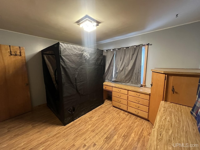 bedroom with light wood-type flooring