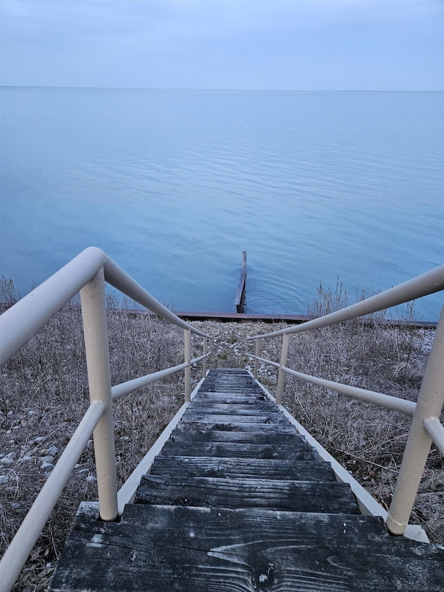 view of dock featuring a water view