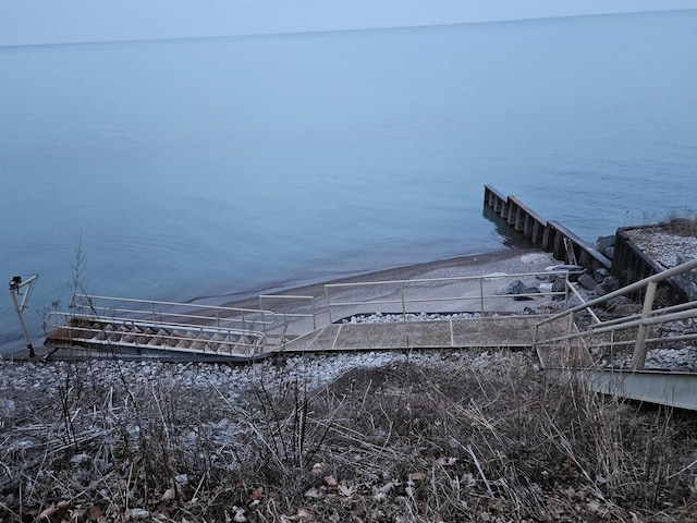 view of dock featuring a water view