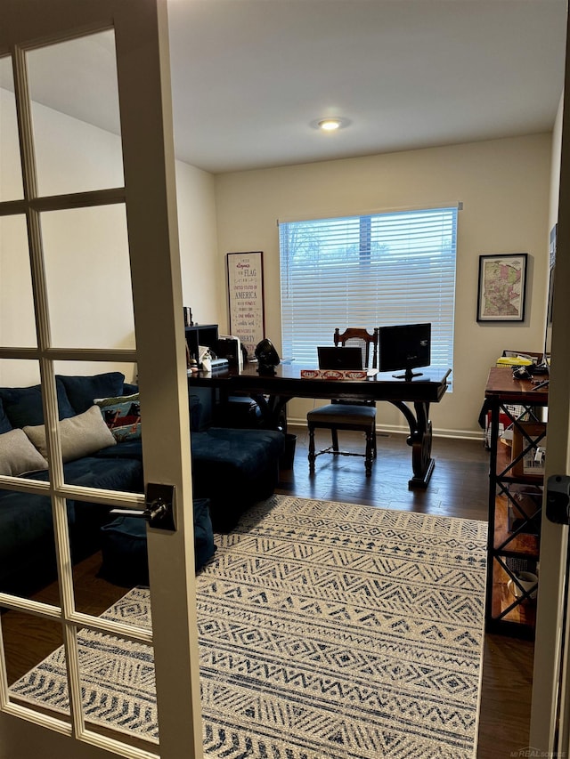 office featuring hardwood / wood-style flooring