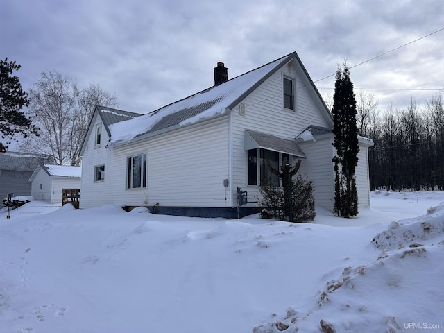 view of snow covered exterior