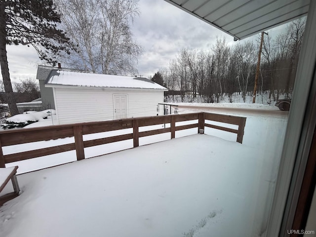 view of snow covered patio