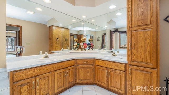 bathroom featuring vanity and tile patterned floors