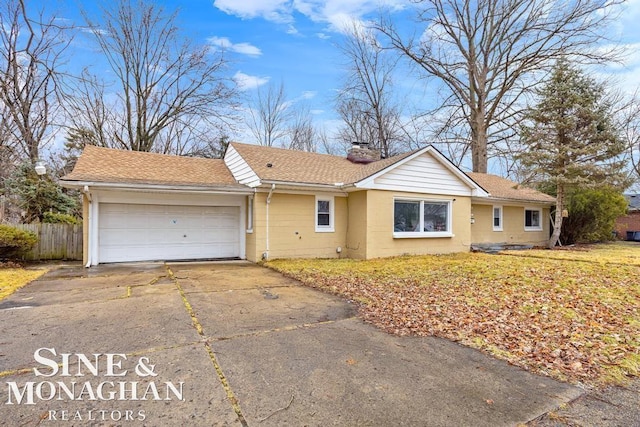 single story home with a garage