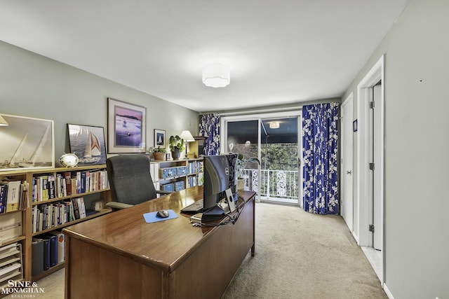 office area with light colored carpet