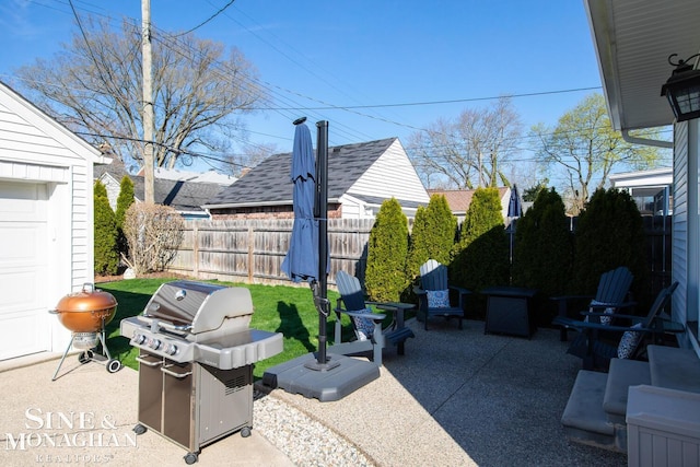 view of patio / terrace featuring a grill