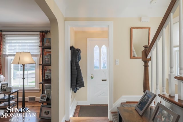 entrance foyer with dark wood-type flooring