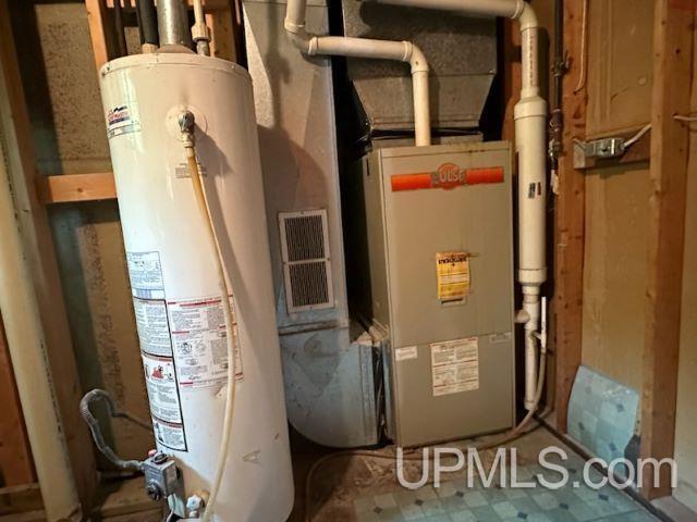 utility room with water heater