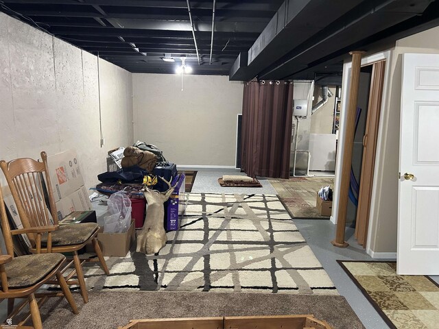 view of finished basement