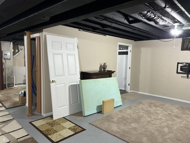 finished basement with baseboards