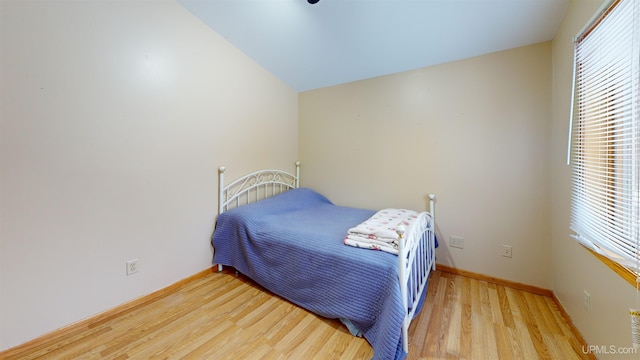 bedroom featuring multiple windows and hardwood / wood-style flooring