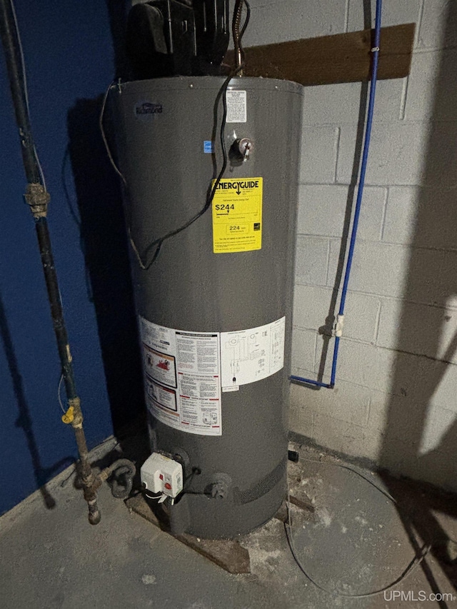 utility room featuring gas water heater