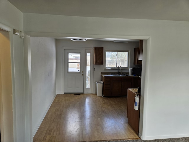 kitchen with sink and light wood-type flooring