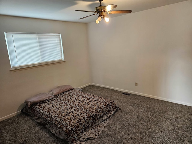 bedroom with carpet floors and ceiling fan