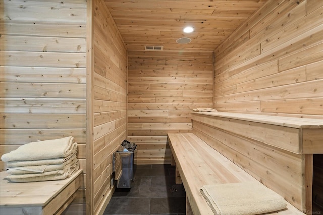 view of sauna / steam room with tile patterned flooring