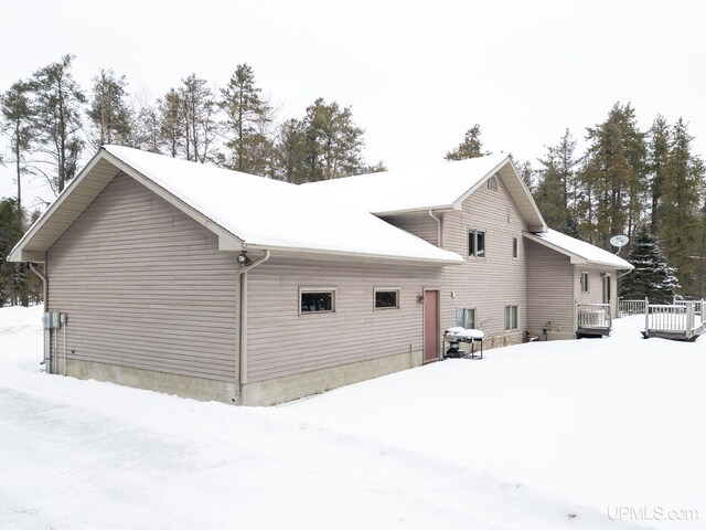 view of snow covered exterior