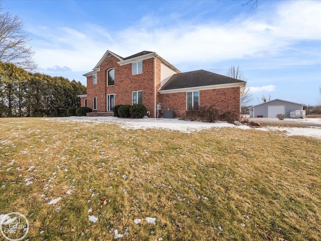 view of property exterior with a lawn