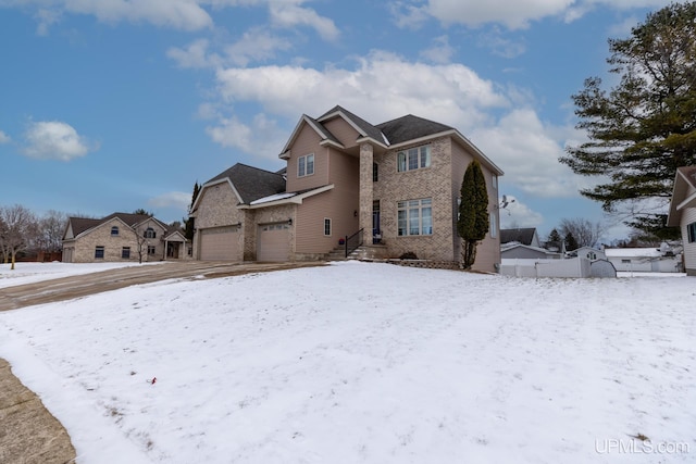 view of front property with a garage