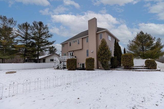 view of snow covered exterior