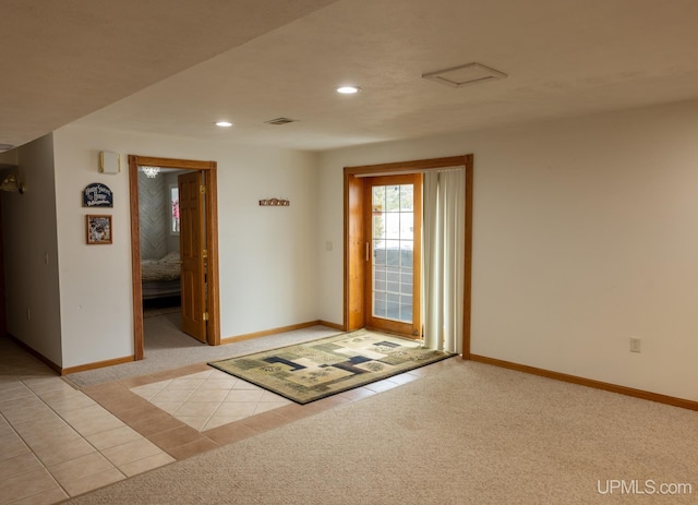 interior space with light colored carpet