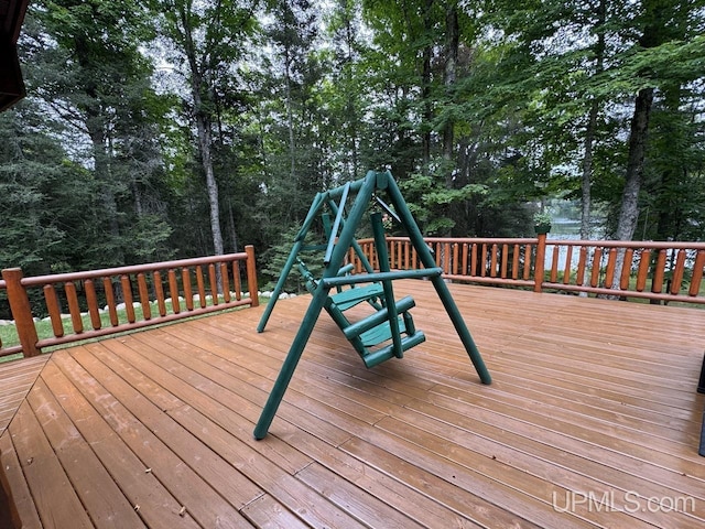 deck featuring a playground