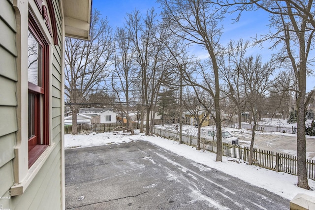 view of yard covered in snow