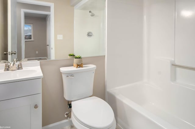 full bathroom with vanity, toilet, and shower / bath combination