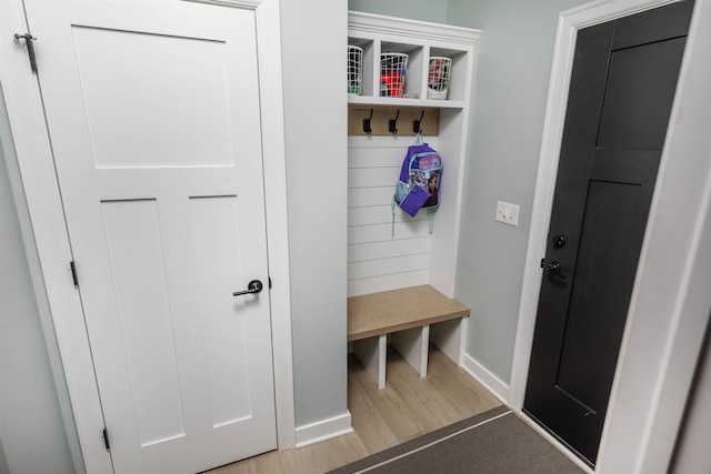 mudroom with light wood-type flooring