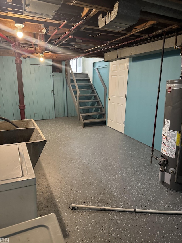 basement with gas water heater